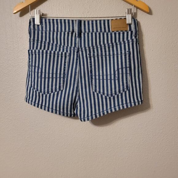 American‎ Eagle Hi-Rise Shortie Denim Jeans  Womens 4 Striped Stretch - Picture 2 of 10